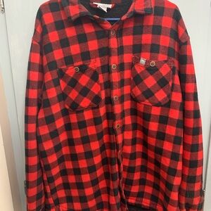 Red and Black Plaid Casual Button Down Shirt